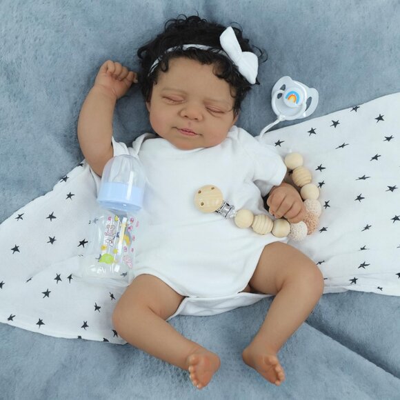 18 Inch Reborn Baby Doll Black Boy Realistic Newborn African American Gift - Picture 5 of 9